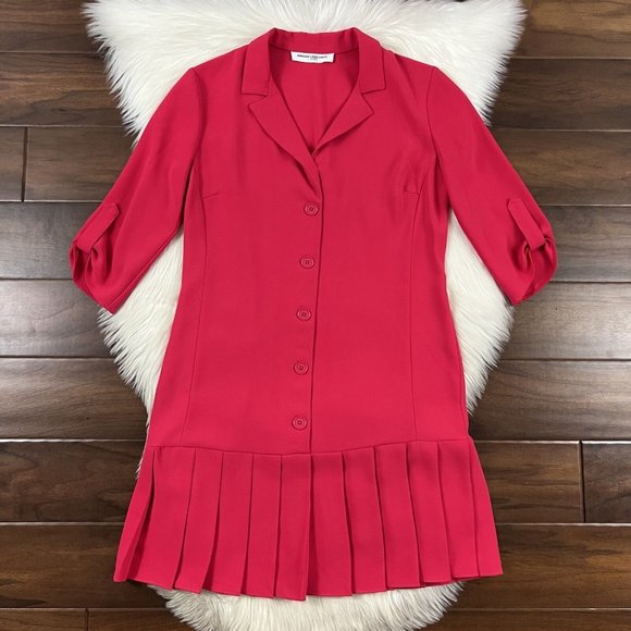 Amanda Uprichard Women's Size Small Red Raspberry Anaheim Drop Waist Dress - Picture 1 of 10